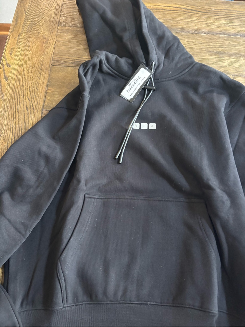 RtA Black Men’s Crewneck Hoodie with Minimal Logo